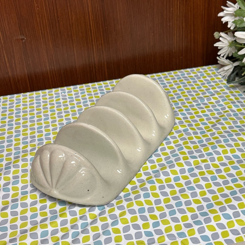 Ceramic Taco holder White Vintage Taco Server